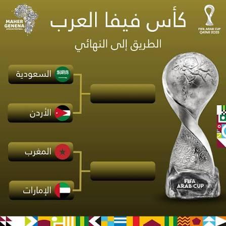 اكتمال المربع الذهبي لكأس العرب 2025… السعودية تواجه الأردن والإمارات تصطدم بالمغرب